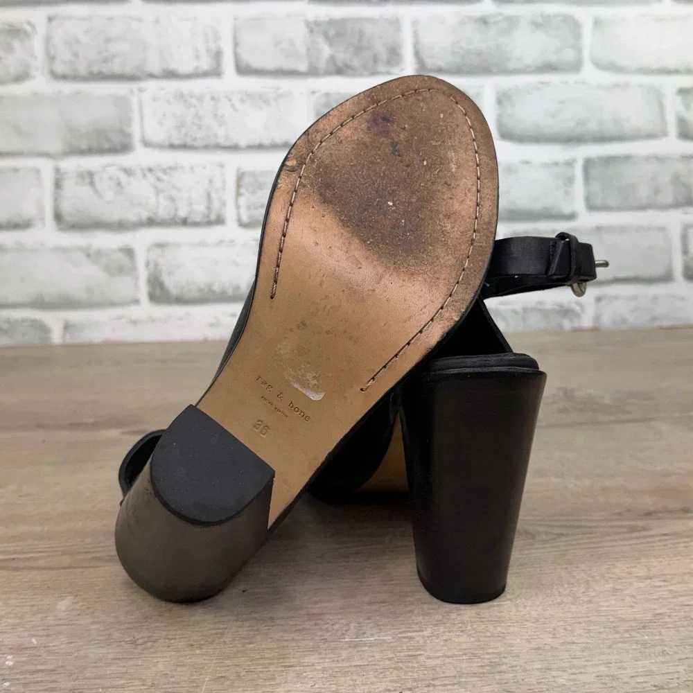 Rag & Bone Leigh Open Toe Slingback Bootie Black Womens 36